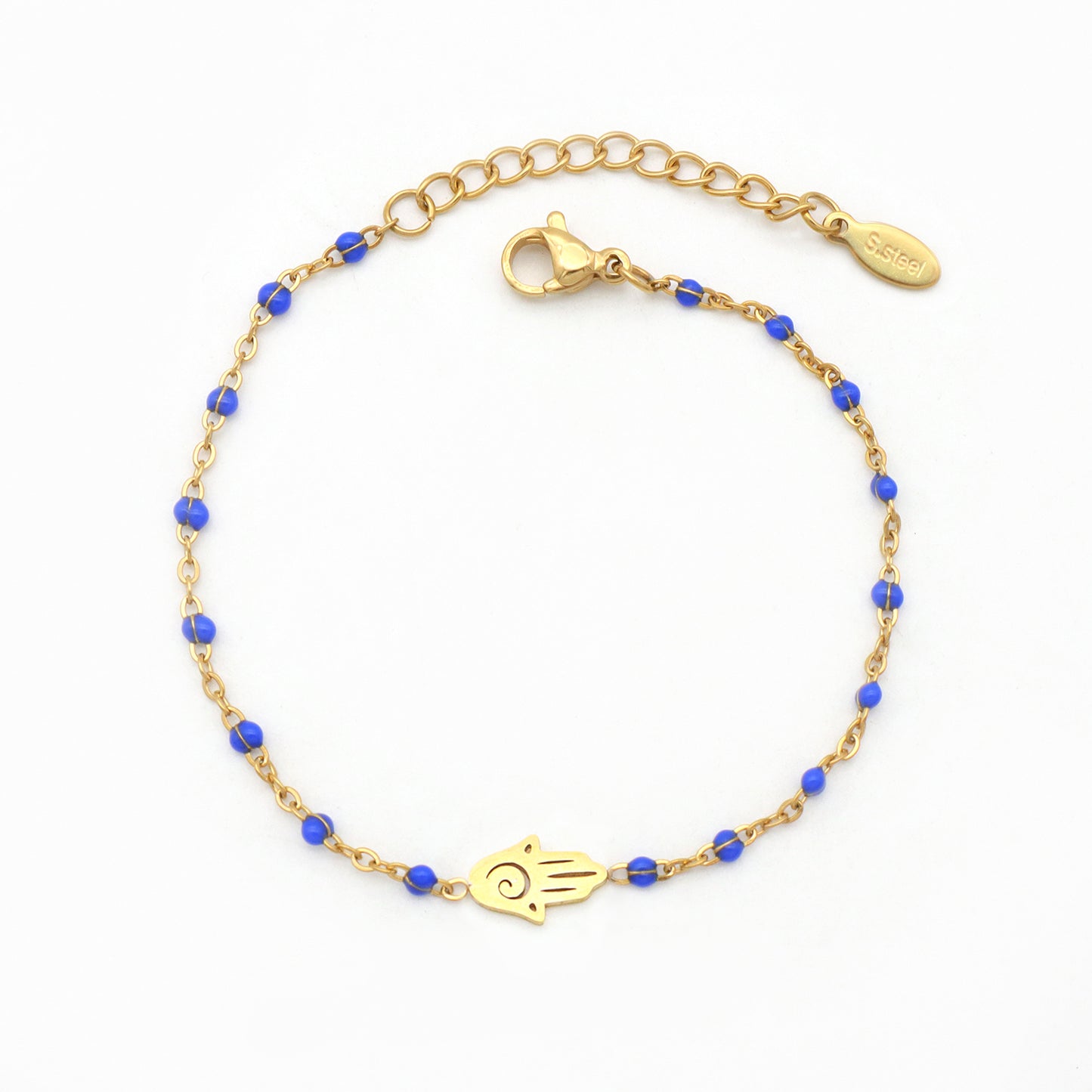 Multi Options Women Gold Plated Stainless Steel Hand Star Heart Elephant Butterfly Eye Charm Enamel Evil Eyes Bracelet Jewelry