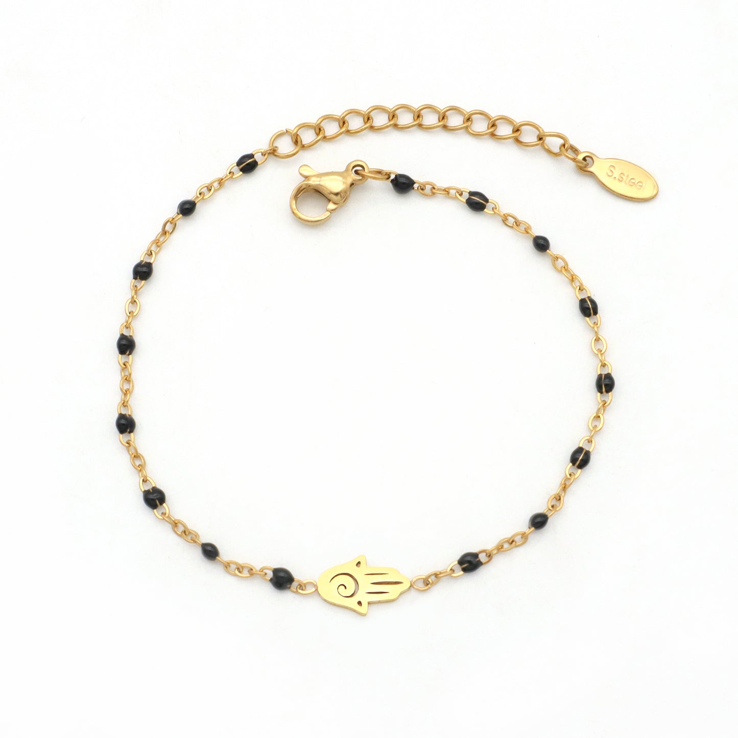 Multi Options Women Gold Plated Stainless Steel Hand Star Heart Elephant Butterfly Eye Charm Enamel Evil Eyes Bracelet Jewelry