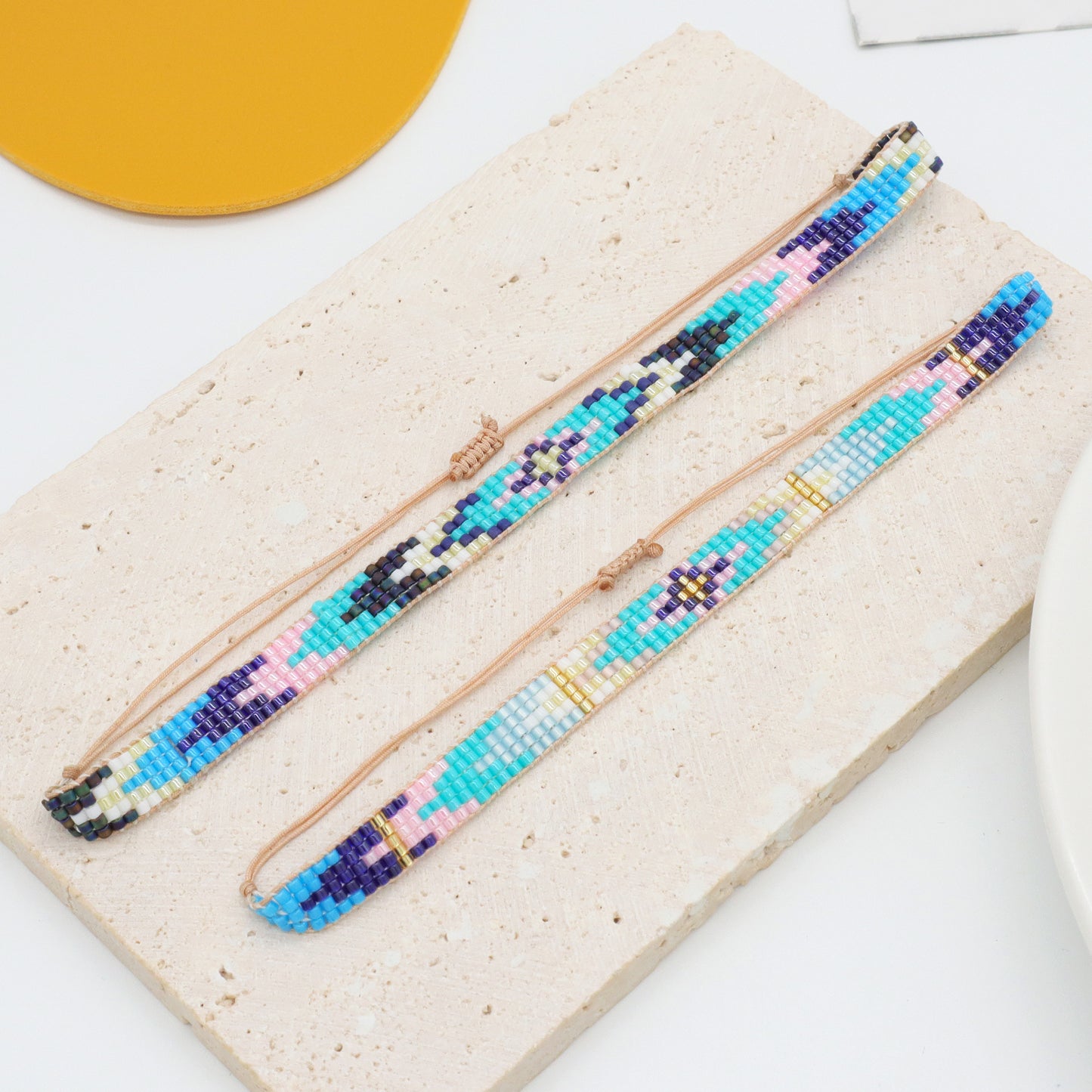 Handmade Custom Pink Blue Purple Miyuki Seed Beads bracelet bangle adjustable Colorful Woven Miyuki Bracelet jewelry for Women