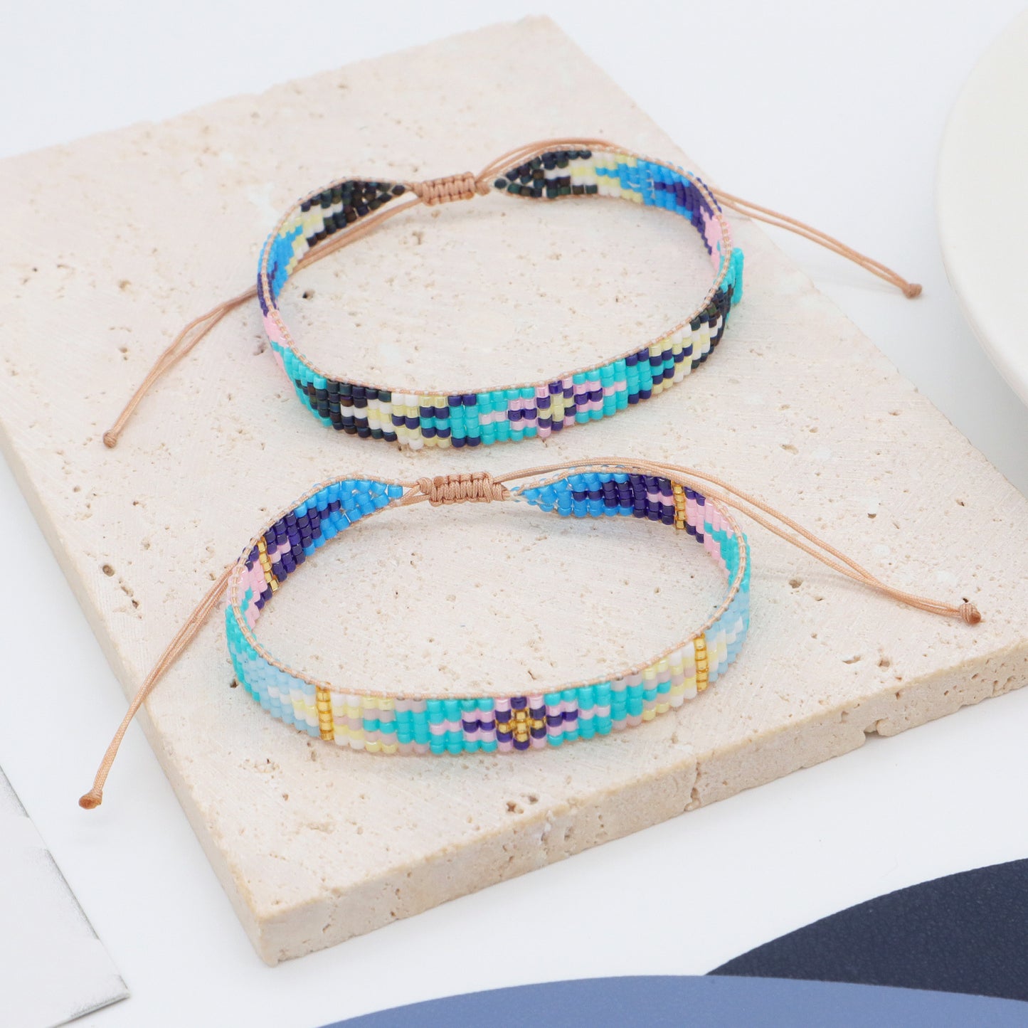Handmade Custom Pink Blue Purple Miyuki Seed Beads bracelet bangle adjustable Colorful Woven Miyuki Bracelet jewelry for Women