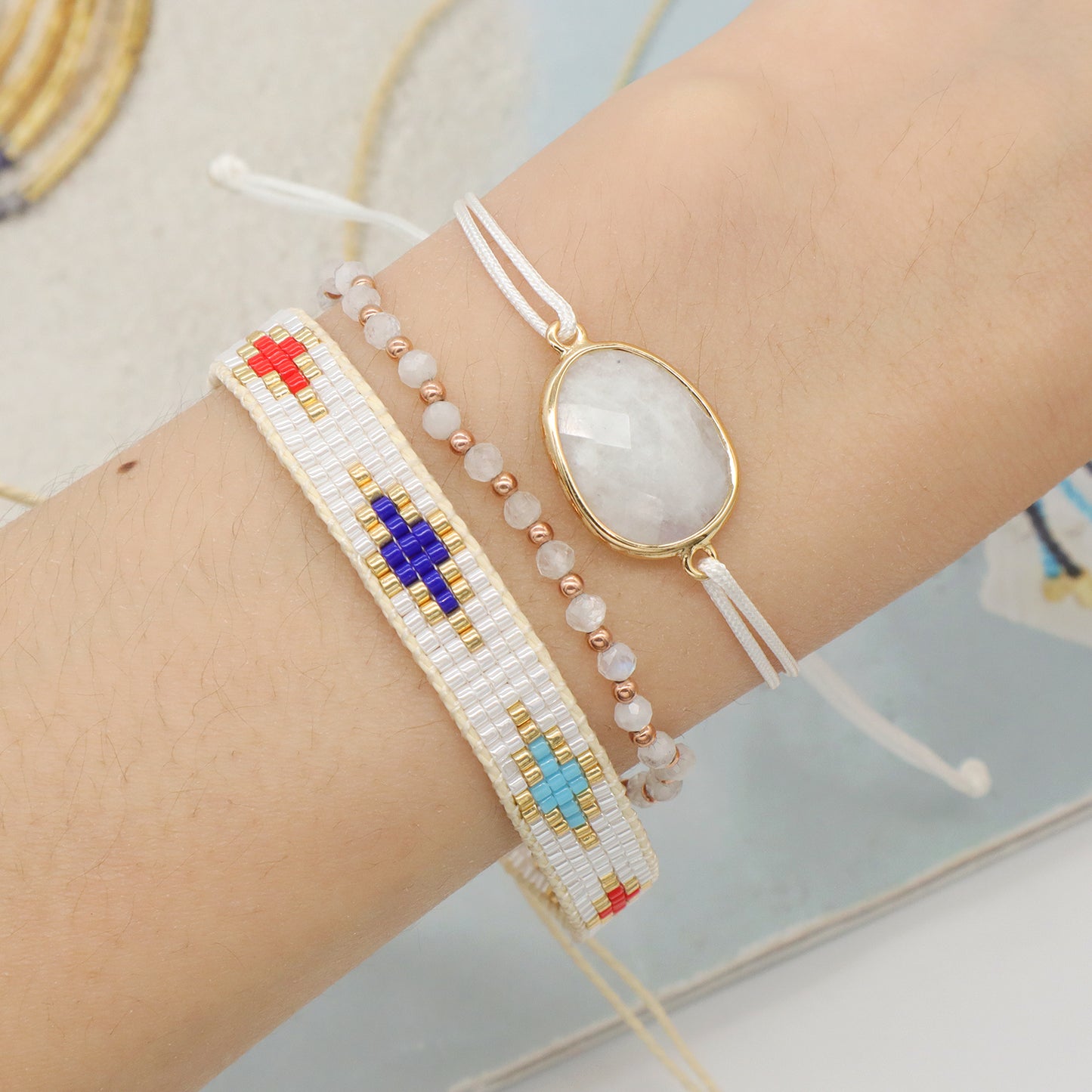 Multi color New Fashion Customized adjustable Handmade Colorful Woven Miyuki Beads bracelet bangle Jewelry for Teen Girl Women