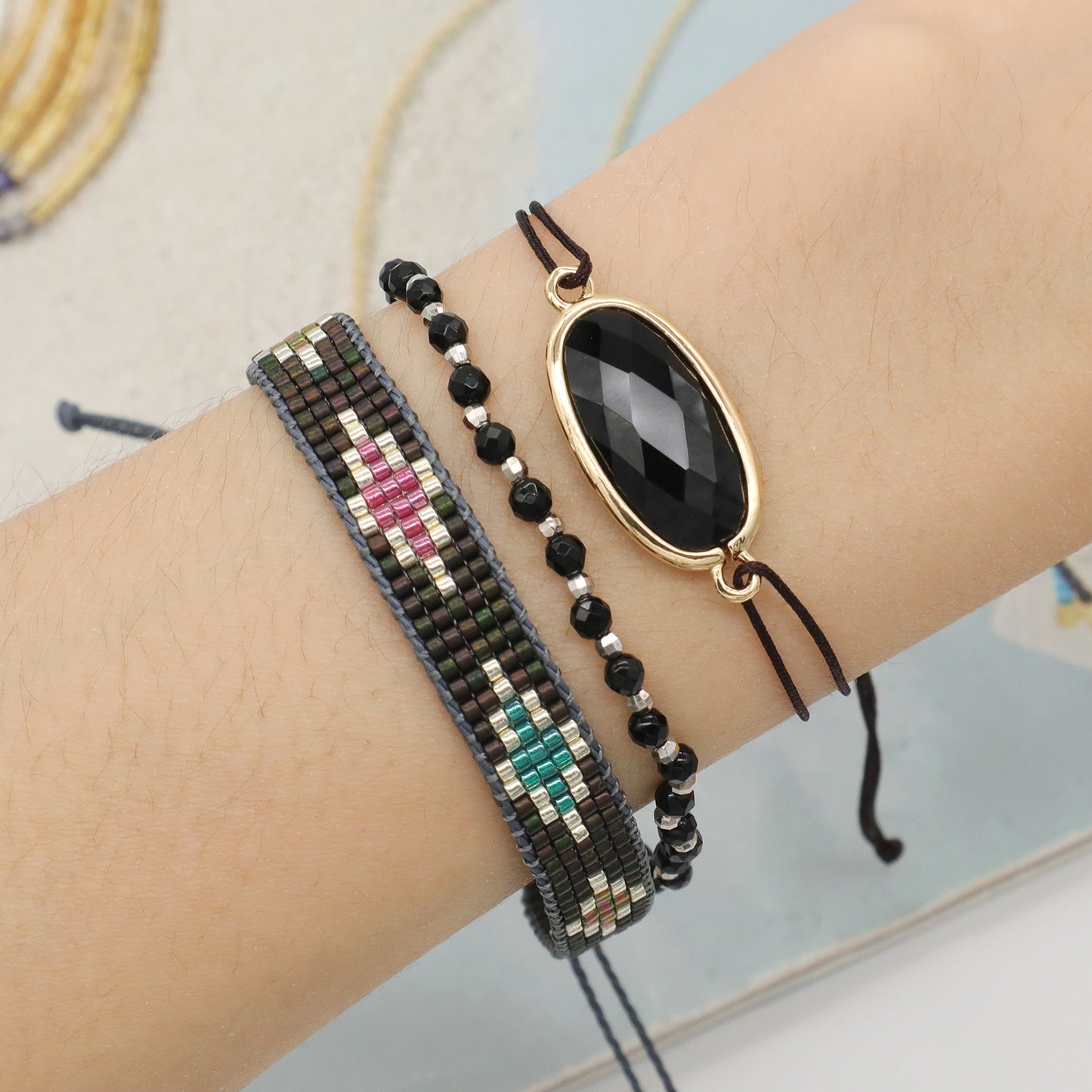 Multi color New Fashion Customized adjustable Handmade Colorful Woven Miyuki Beads bracelet bangle Jewelry for Teen Girl Women