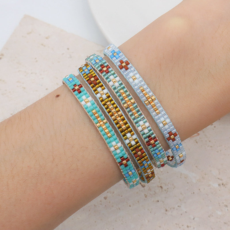 Handmade Custom Jewelry Boho adjustable Colorful Woven Cross Flower Japanese Beads Miyuki bangle bracelet for Women