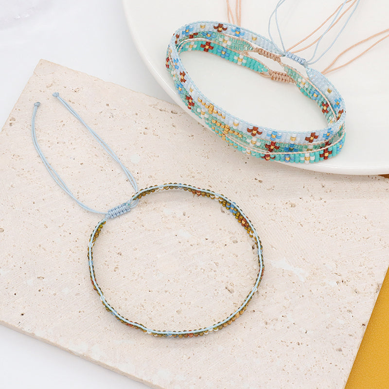 Handmade Custom Jewelry Boho adjustable Colorful Woven Cross Flower Japanese Beads Miyuki bangle bracelet for Women