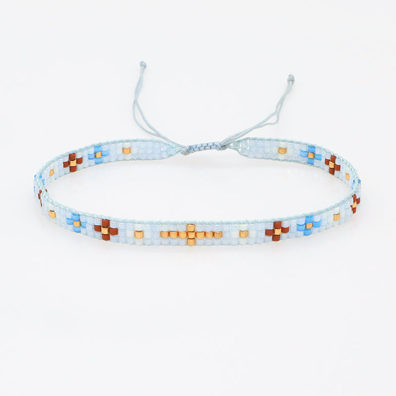Handmade Custom Jewelry Boho adjustable Colorful Woven Cross Flower Japanese Beads Miyuki bangle bracelet for Women