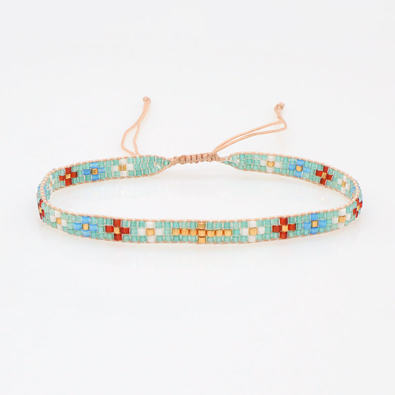 Handmade Custom Jewelry Boho adjustable Colorful Woven Cross Flower Japanese Beads Miyuki bangle bracelet for Women