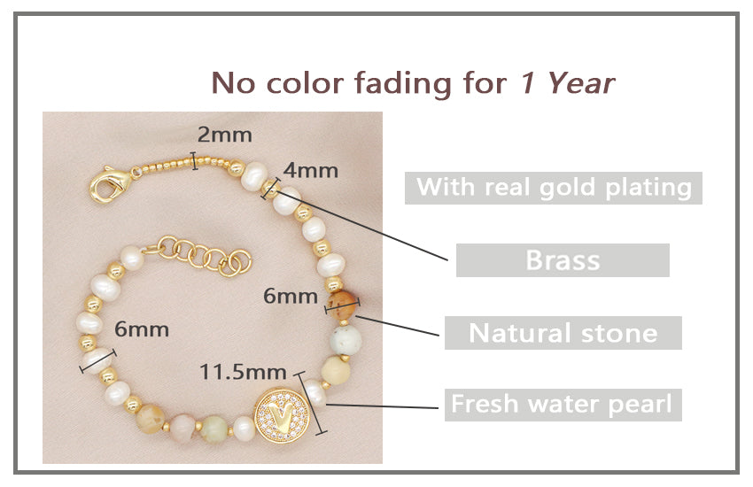 New Arrival Custom Gold plated beaded Nature Stone bracelets jewelry Ajustable Handmade fresh water pearl bracelet For women