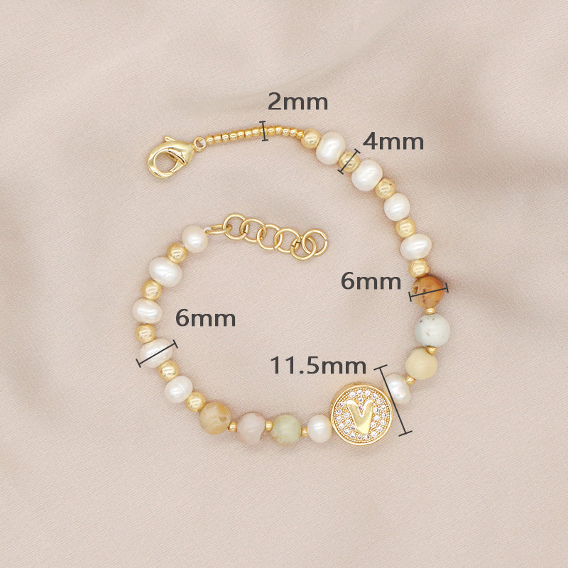 New Arrival Custom Gold plated beaded Nature Stone bracelets jewelry Ajustable Handmade fresh water pearl bracelet For women