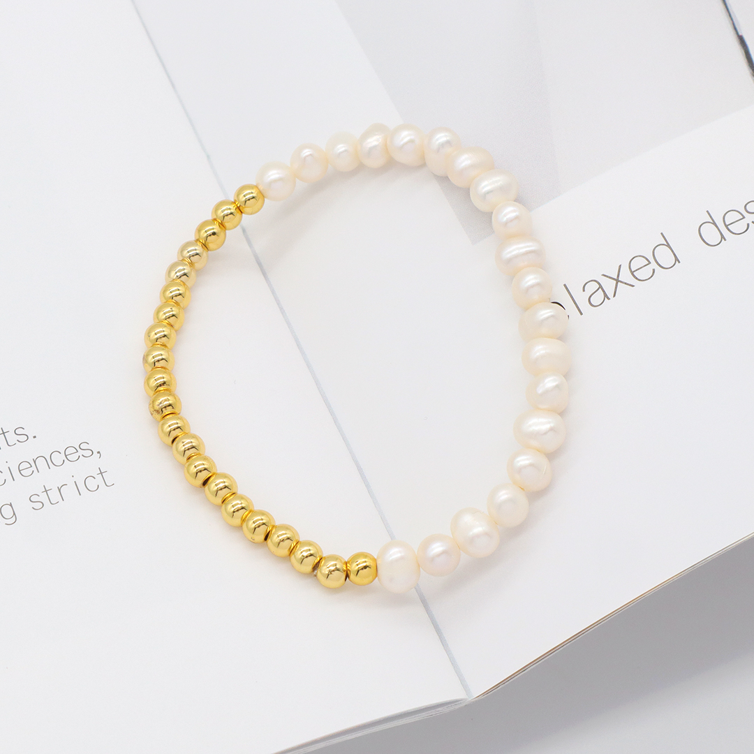 Handmade Ladies Jewelry Custom Glass Crystal Gold Plated beaded Bracelets freshwater natural pearl bracelet