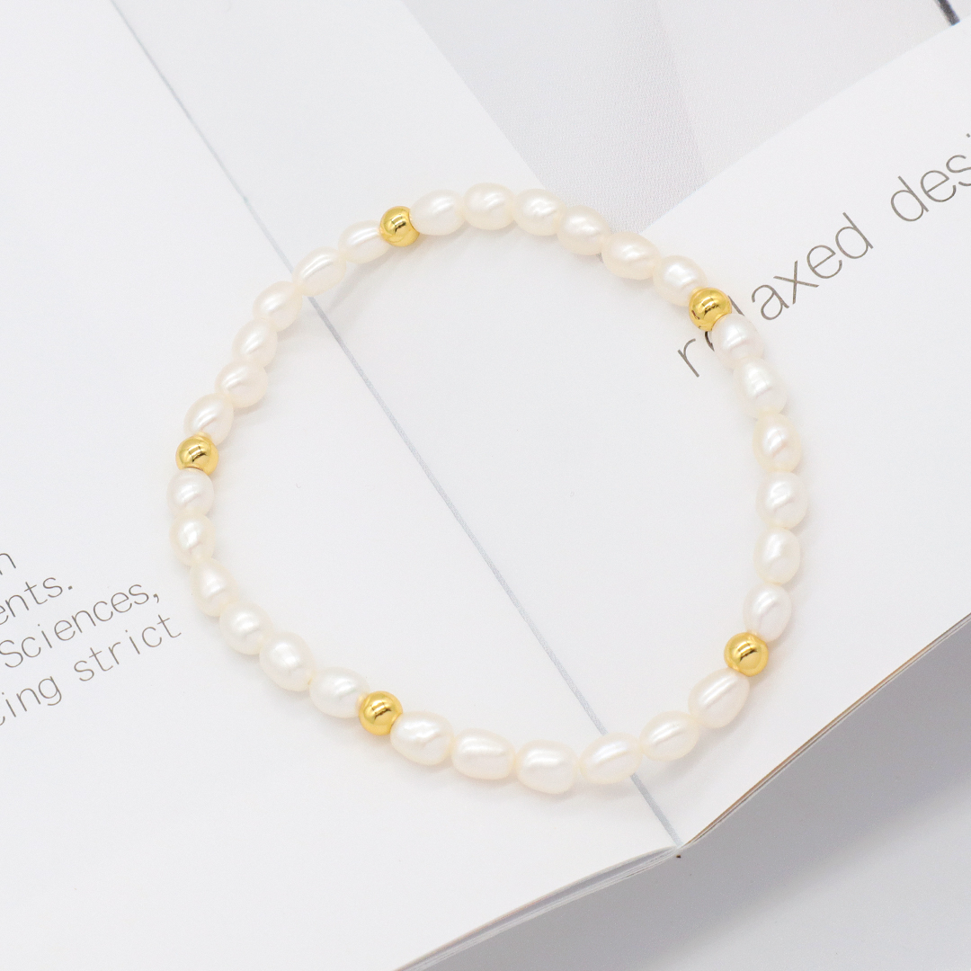 Handmade Ladies Jewelry Custom Glass Crystal Gold Plated beaded Bracelets freshwater natural pearl bracelet