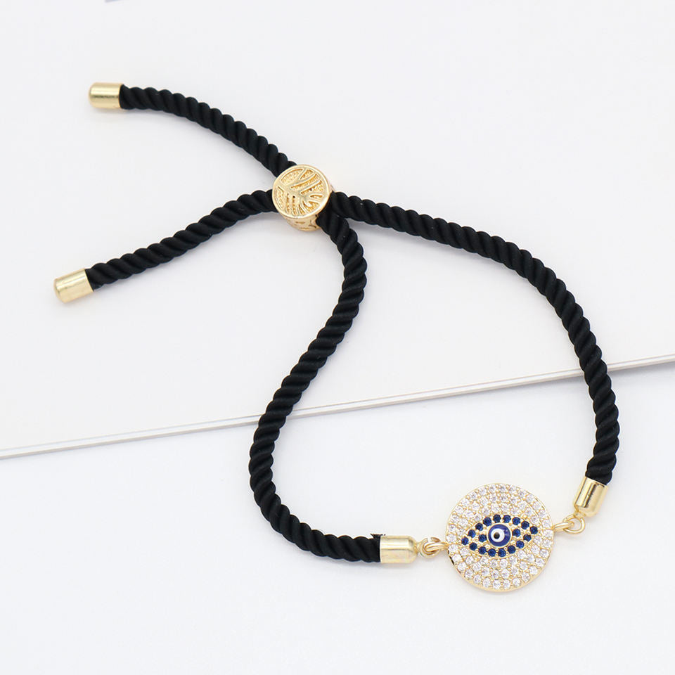 Wholesale Fashion Women Jewelry Factory Custom CZ Ajustable Gold Plated family Tree Turkish Evil eyes Charm bracelet