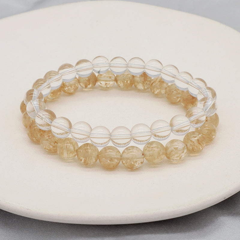 Custom OEM Handmade 8mm Clear Quartz Pink Aventurine Eagle Eye Agate Labradorite Gemstone Elastic Natural Stone Beads Bracelet
