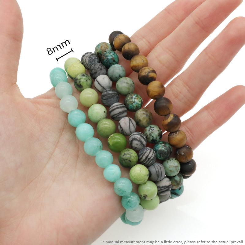 OEM Handmade Custom 8mm Elastic Natural Stone Beads Amazonite Australia Jade Africa Turquoise Network Yellow Tiger Eye Bracelet