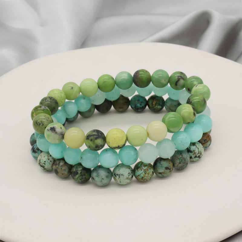OEM Handmade Custom 8mm Elastic Natural Stone Beads Amazonite Australia Jade Africa Turquoise Network Yellow Tiger Eye Bracelet