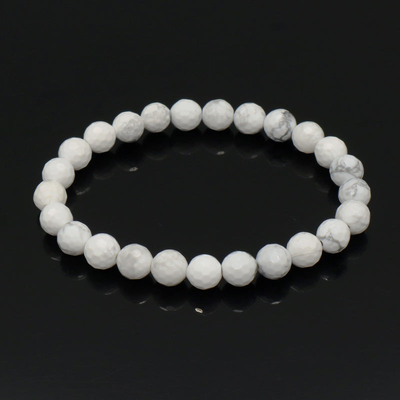 8mm Elastic Natural Stone Beads Custom Women Men Gift OEM Handmade Faceted White Howlite Green Aventurine Pink Quartz Bracelet