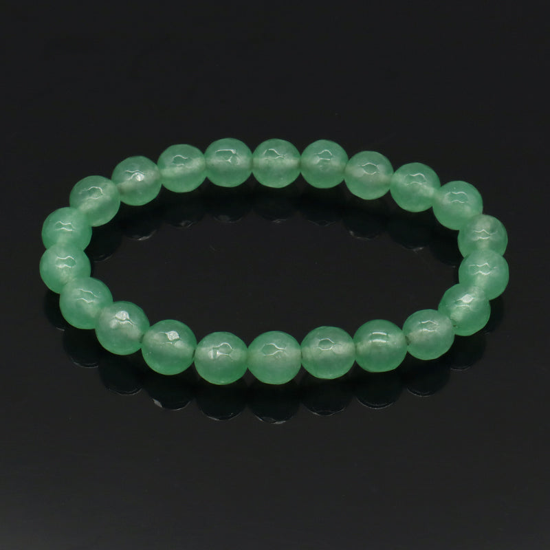 8mm Elastic Natural Stone Beads Custom Women Men Gift OEM Handmade Faceted White Howlite Green Aventurine Pink Quartz Bracelet