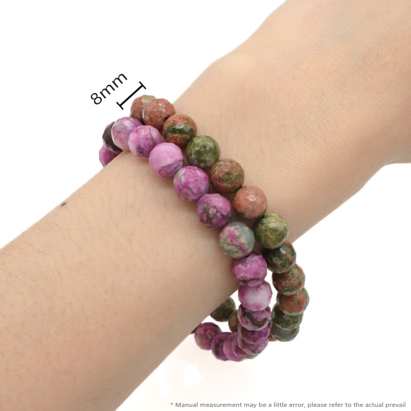 Wholesale Manufacture Custom OEM Handmade Elastic Unakite Purple Stone 8mm Natural Stone Beads Bracelet For Women Men Gift