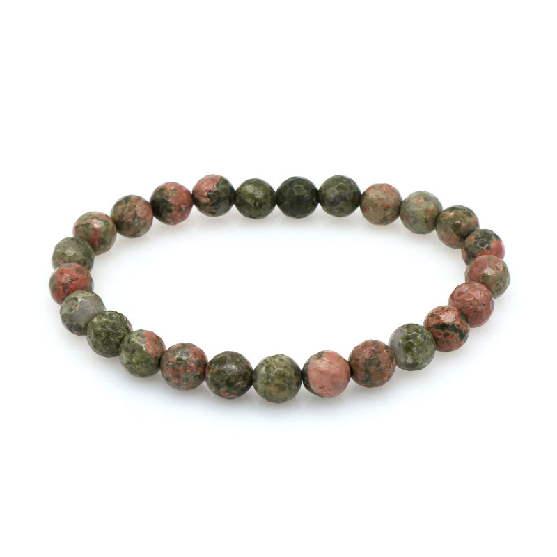 Wholesale Manufacture Custom OEM Handmade Elastic Unakite Purple Stone 8mm Natural Stone Beads Bracelet For Women Men Gift