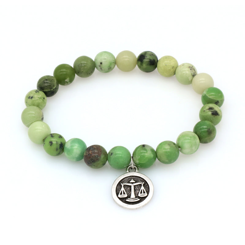 8mm Natural Stone Customized Handmade Gold Plated Sagittarius Libra Charm Australia Jade Amazonite Turquoise Tiger Eye Bracelet