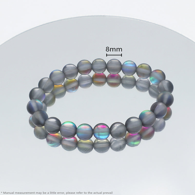 Fashion Women Jewelry China Factory Wholesale Custom OEM Elastic Natural Stone Beads Handmade 8mm Synthetic Moonstone Bracelet