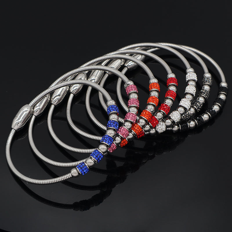New Arrival Popular Women Custom Wholesale Fashionable Micro Pave CZ Openable No Tarnish Cuff Stainless Steel Bangle Bracelet