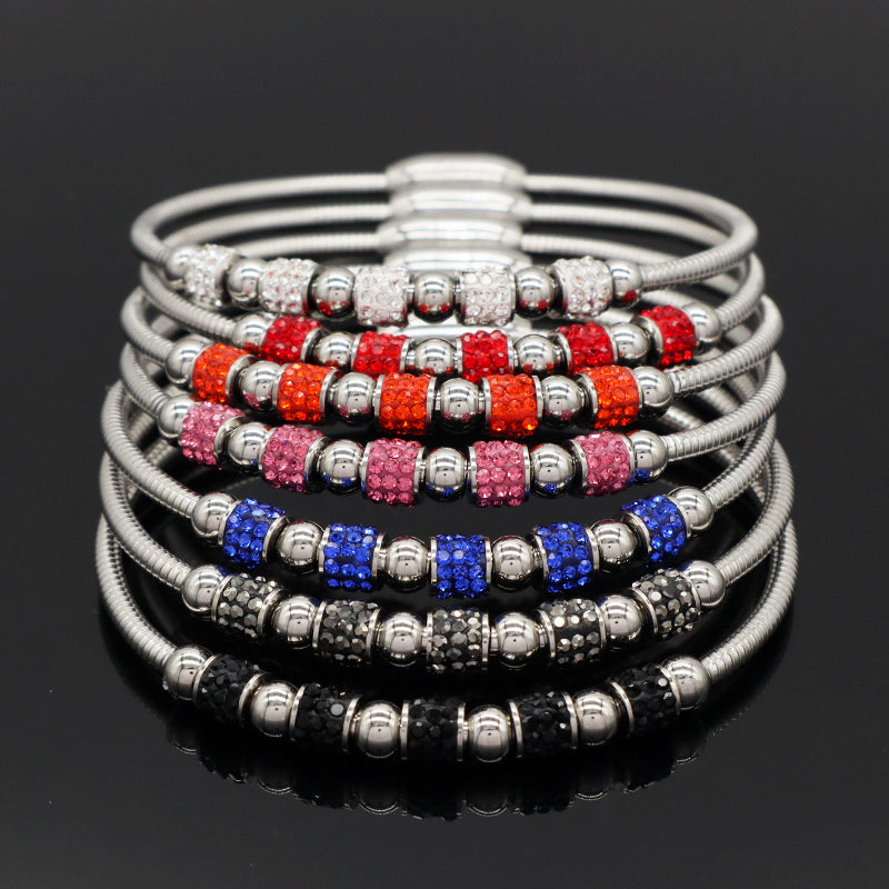 New Arrival Popular Women Custom Wholesale Fashionable Micro Pave CZ Openable No Tarnish Cuff Stainless Steel Bangle Bracelet