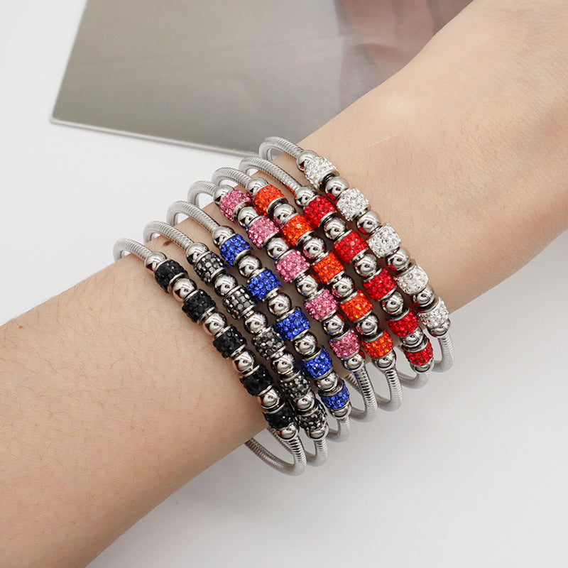 New Arrival Popular Women Custom Wholesale Fashionable Micro Pave CZ Openable No Tarnish Cuff Stainless Steel Bangle Bracelet