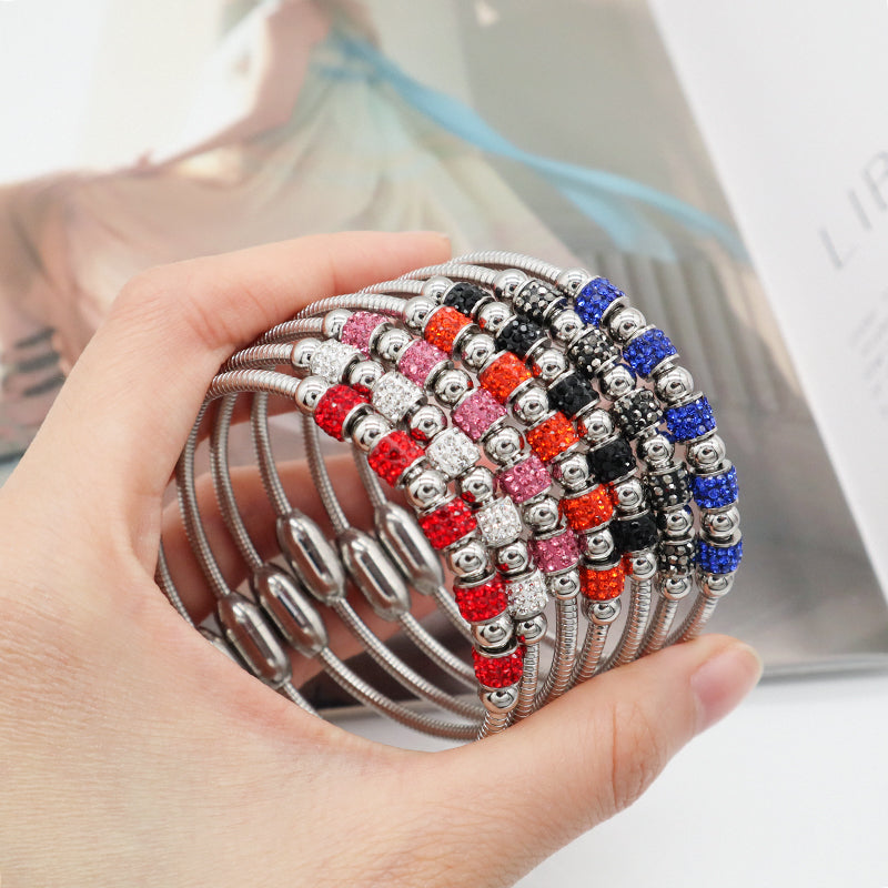 New Arrival Popular Women Custom Wholesale Fashionable Micro Pave CZ Openable No Tarnish Cuff Stainless Steel Bangle Bracelet