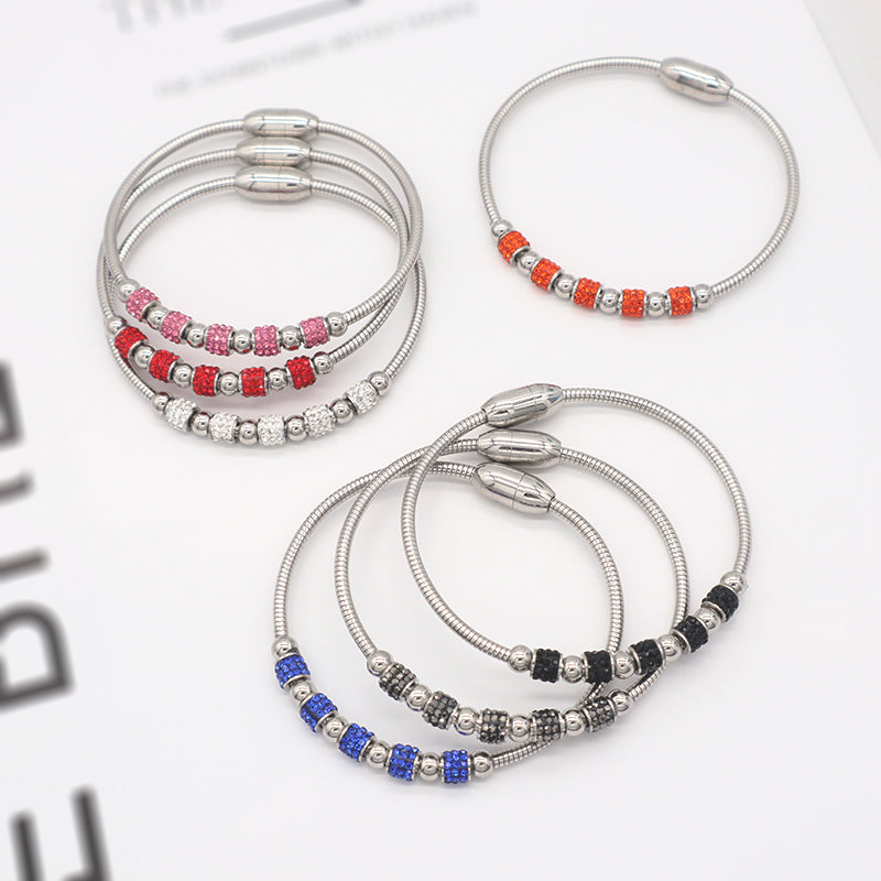 New Arrival Popular Women Custom Wholesale Fashionable Micro Pave CZ Openable No Tarnish Cuff Stainless Steel Bangle Bracelet