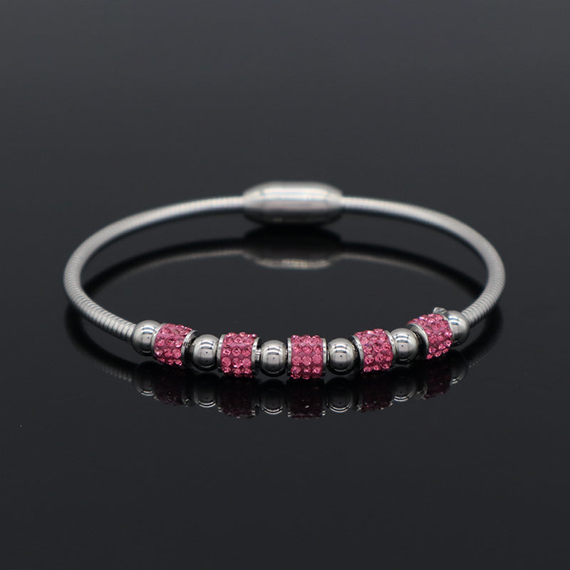New Arrival Popular Women Custom Wholesale Fashionable Micro Pave CZ Openable No Tarnish Cuff Stainless Steel Bangle Bracelet