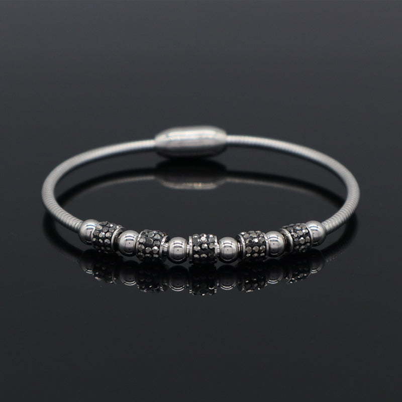 New Arrival Popular Women Custom Wholesale Fashionable Micro Pave CZ Openable No Tarnish Cuff Stainless Steel Bangle Bracelet