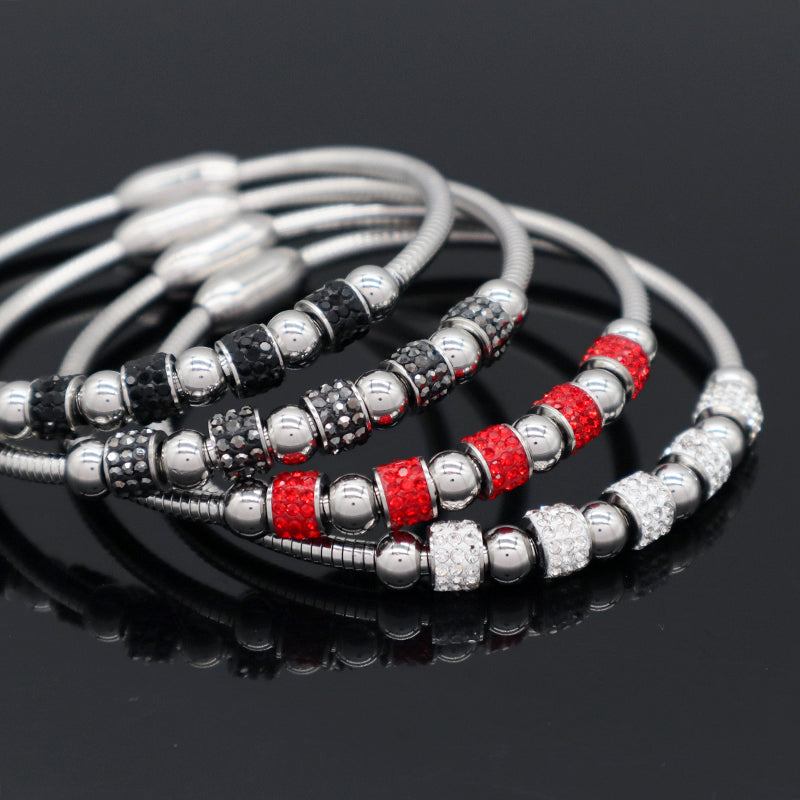 New Bulk Sale Micro Pave CZ Customized Wholesale Fashion Openable No Tarnish Cuff Stainless Steel Bangle Bracelet For Women Gift