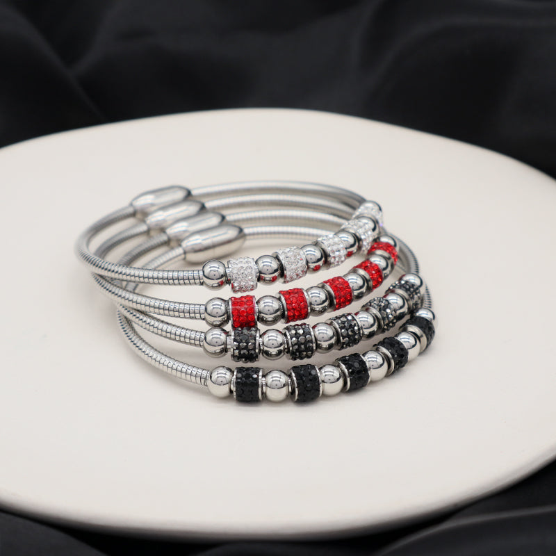 New Bulk Sale Micro Pave CZ Customized Wholesale Fashion Openable No Tarnish Cuff Stainless Steel Bangle Bracelet For Women Gift