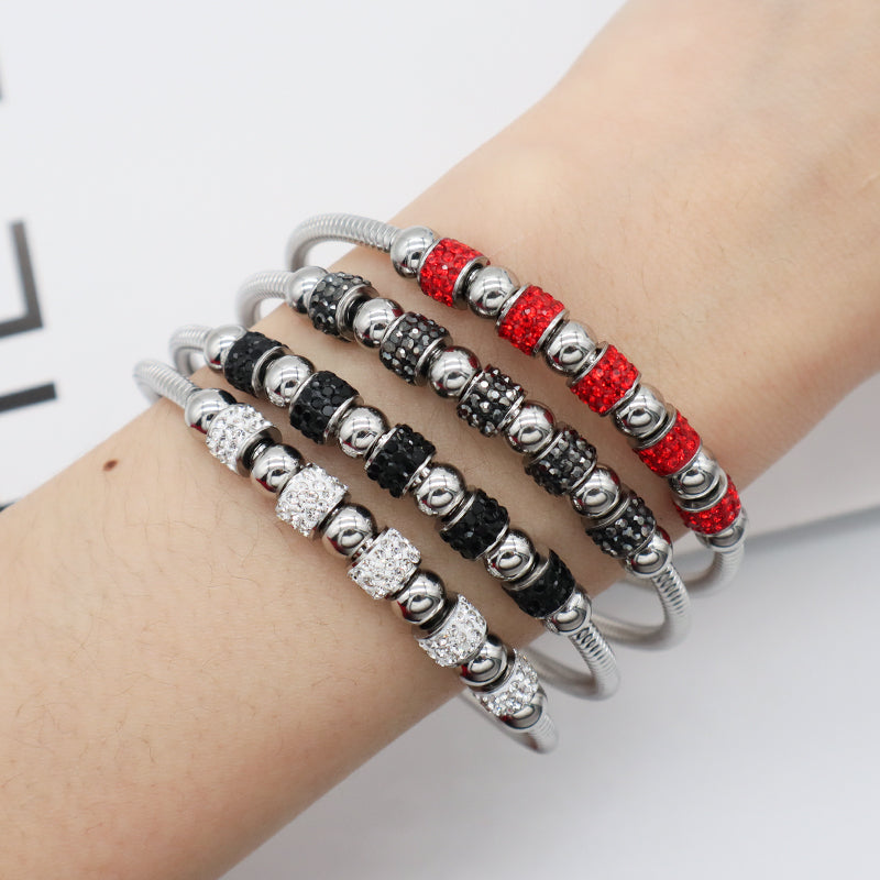New Bulk Sale Micro Pave CZ Customized Wholesale Fashion Openable No Tarnish Cuff Stainless Steel Bangle Bracelet For Women Gift