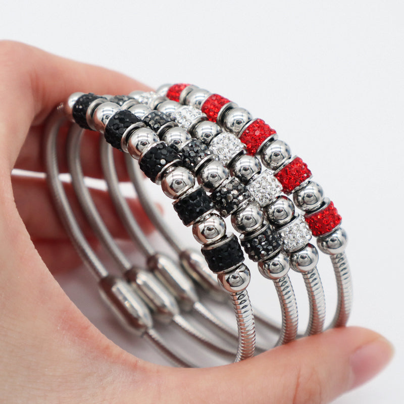 New Bulk Sale Micro Pave CZ Customized Wholesale Fashion Openable No Tarnish Cuff Stainless Steel Bangle Bracelet For Women Gift