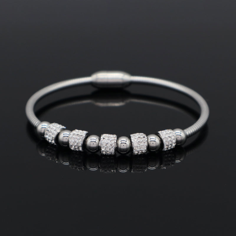 New Bulk Sale Micro Pave CZ Customized Wholesale Fashion Openable No Tarnish Cuff Stainless Steel Bangle Bracelet For Women Gift