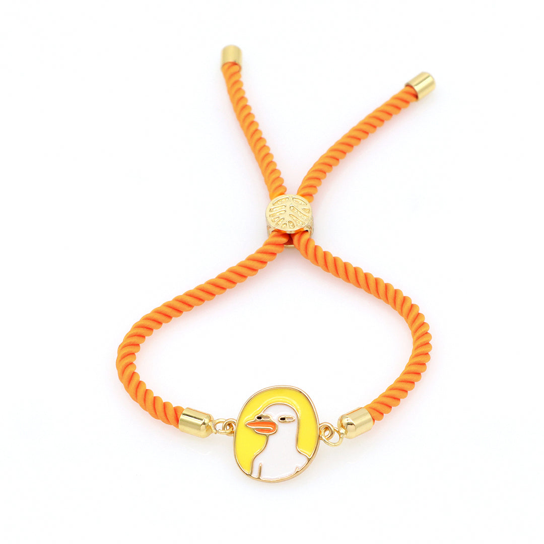 Summer Girl Wholesale Factory Custom Ajustable Gold Plated Enamel Strawberry Flower Duck Four-leaf Clover Lucky Charm bracelet