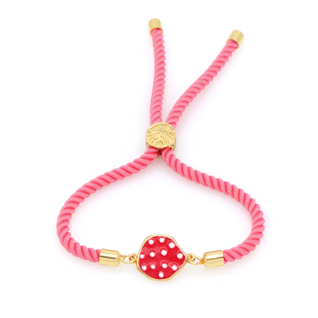 Summer Girl Wholesale Factory Custom Ajustable Gold Plated Enamel Strawberry Flower Duck Four-leaf Clover Lucky Charm bracelet