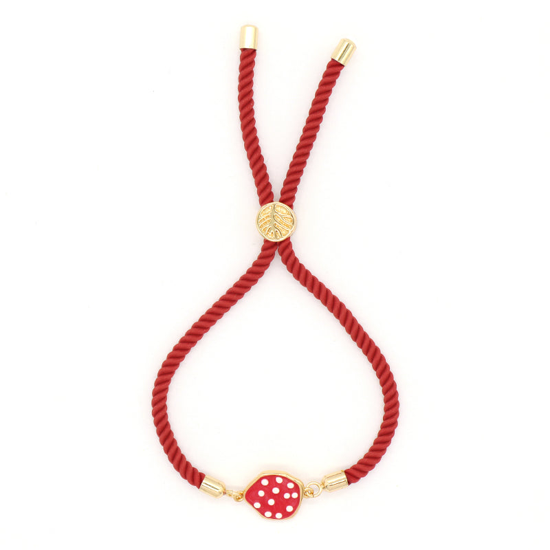 Summer Girl Wholesale Factory Custom Ajustable Gold Plated Enamel Strawberry Flower Duck Four-leaf Clover Lucky Charm bracelet