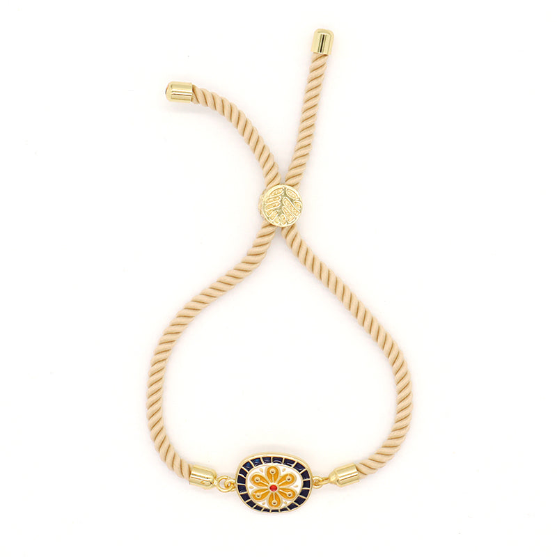 Summer Girl Wholesale Factory Custom Ajustable Gold Plated Enamel Strawberry Flower Duck Four-leaf Clover Lucky Charm bracelet