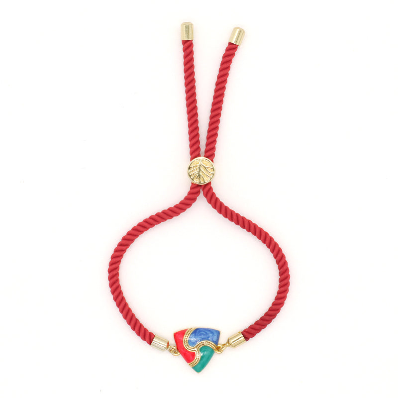 Factory Wholesale Various Women Custom Manufacture Blue Ajustable Rope Gold Plated Flower Bird White Dot Enamel Charm bracelet