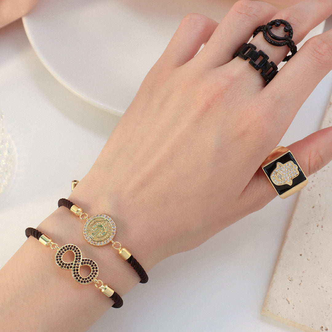 Ajustable Round Star family tree religion Charm Bracelet Wholesale Factory Custom Gold Plated CZ life tree bracelet for Women