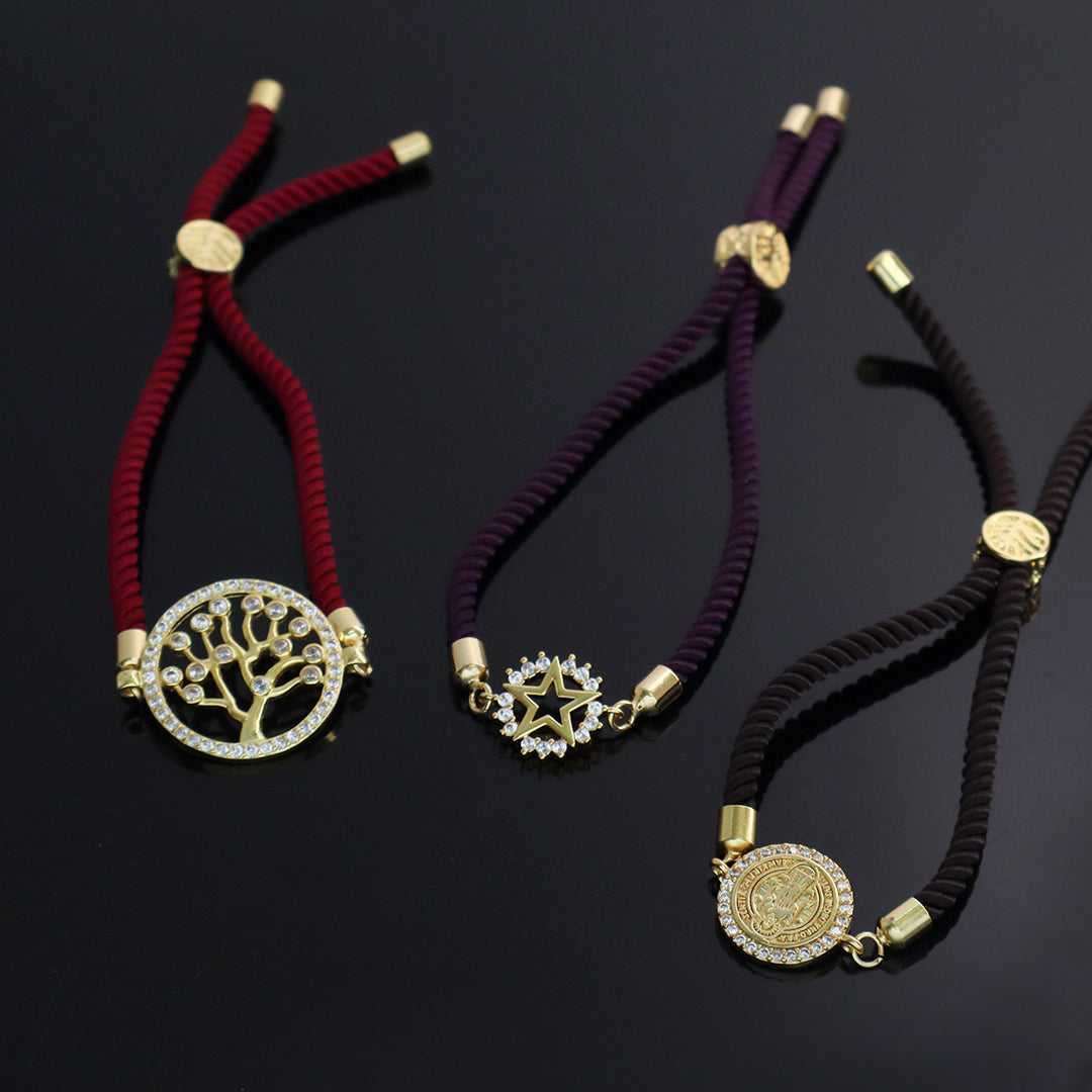 Ajustable Round Star family tree religion Charm Bracelet Wholesale Factory Custom Gold Plated CZ life tree bracelet for Women