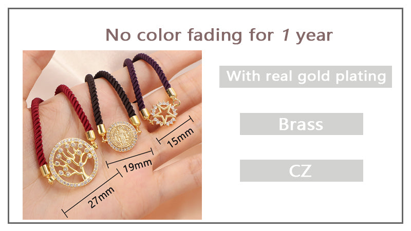 Ajustable Round Star family tree religion Charm Bracelet Wholesale Factory Custom Gold Plated CZ life tree bracelet for Women