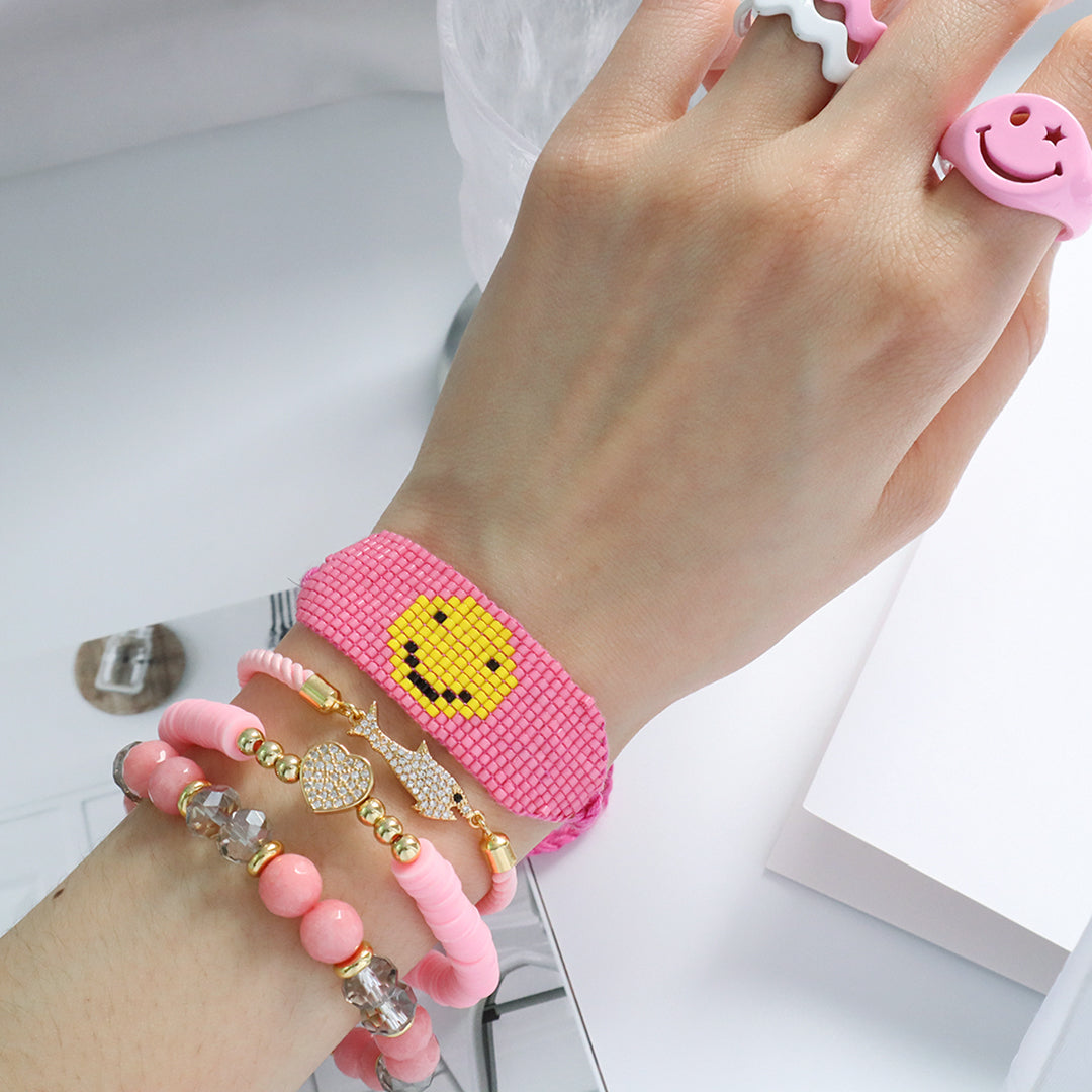 Manufacture OEM Factory Wholesale Custom Pink Ajustable Rope CZ Gold Plated Shark Butterfly Charm Bracelet for women Girl