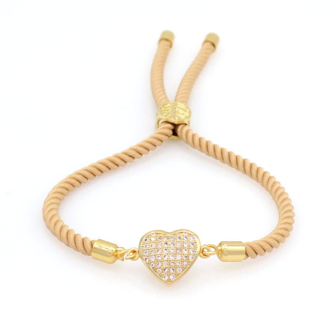Wholesale Factory Customized OEM Women Ajustable Rope Angel Wings evil eyes Heart Shape Charm Gold Plated CZ Love Heart Bracelet