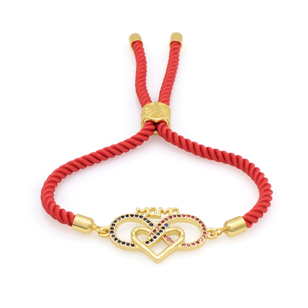 Wholesale Factory Customized OEM Women Ajustable Rope Angel Wings evil eyes Heart Shape Charm Gold Plated CZ Love Heart Bracelet