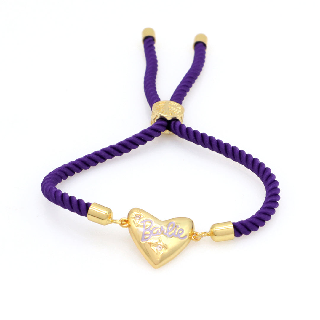 Wholesale Factory Customized OEM Women Ajustable Rope Angel Wings evil eyes Heart Shape Charm Gold Plated CZ Love Heart Bracelet