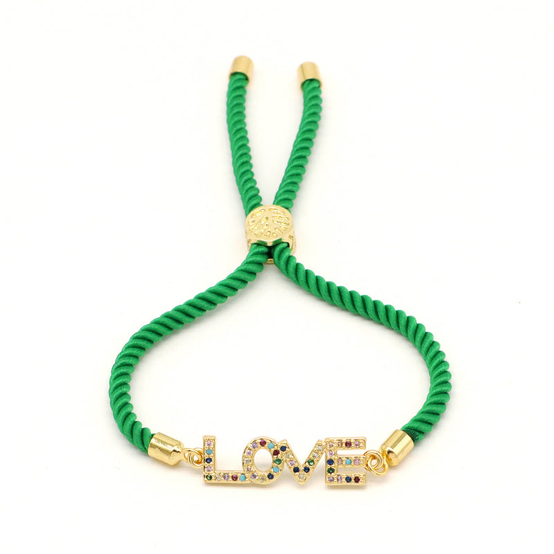 Wholesale Factory Customized OEM Women Ajustable Rope Angel Wings evil eyes Heart Shape Charm Gold Plated CZ Love Heart Bracelet