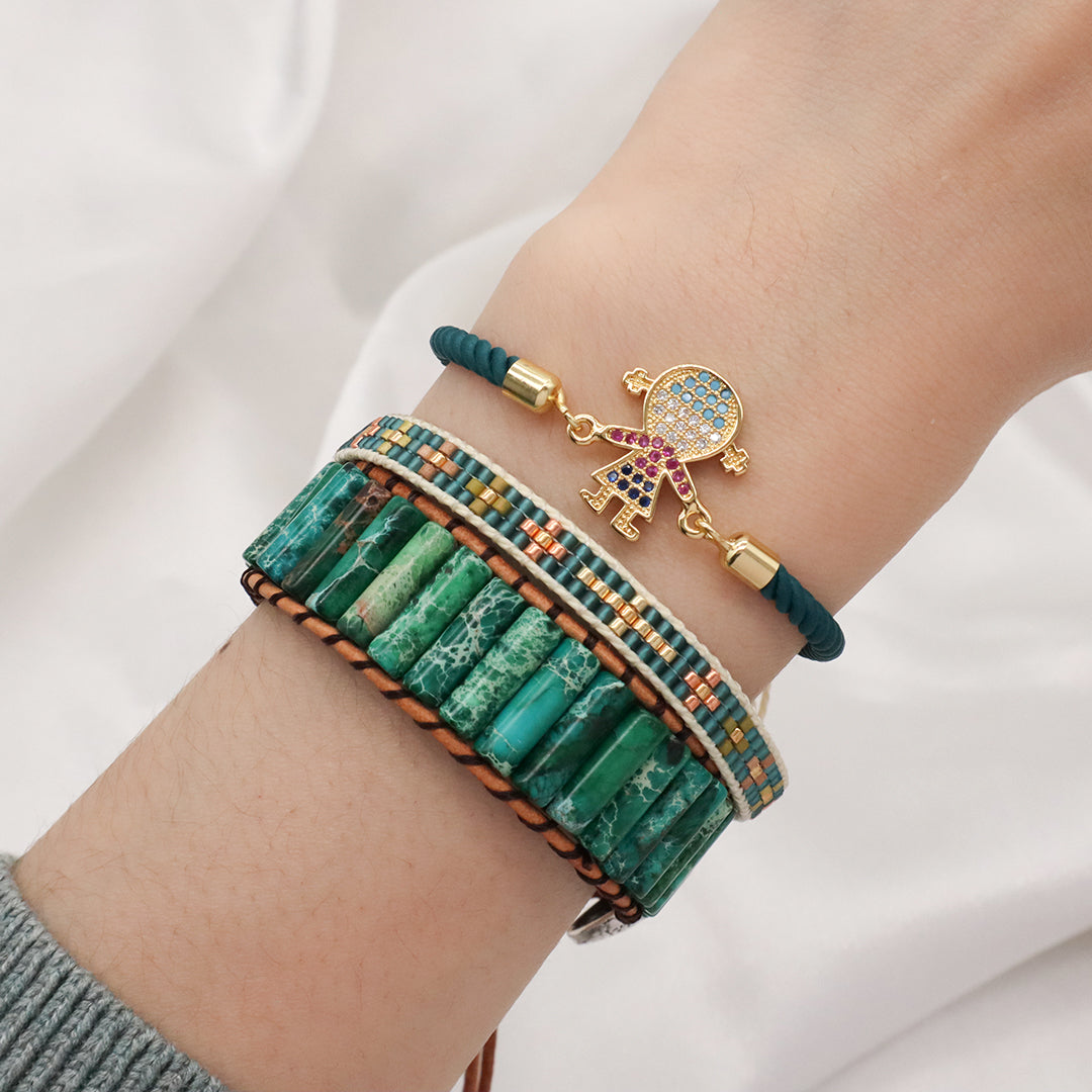 Wholesale Custom Factory Ajustable Rope Little Boys Girls Family Charm Jewelry CZ Gold Plated villain bracelet for Women Gift